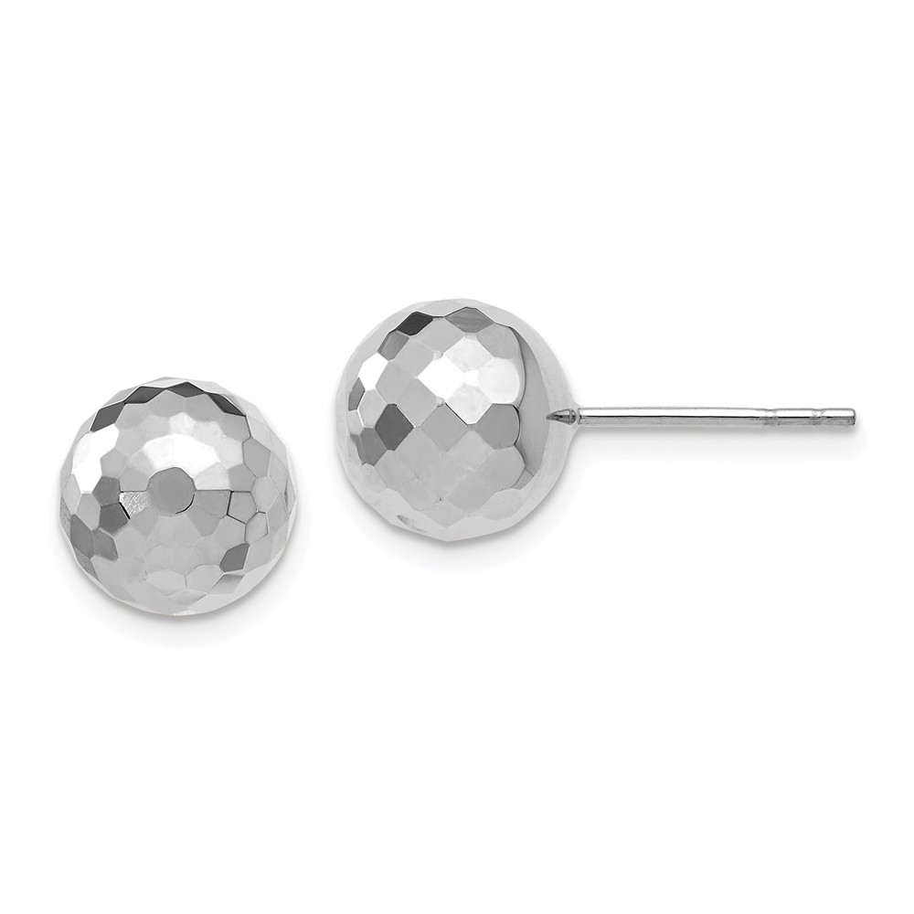 9mm (3/8 Inch) 14k White Gold Diamond-Cut Ball Friction Back Studs