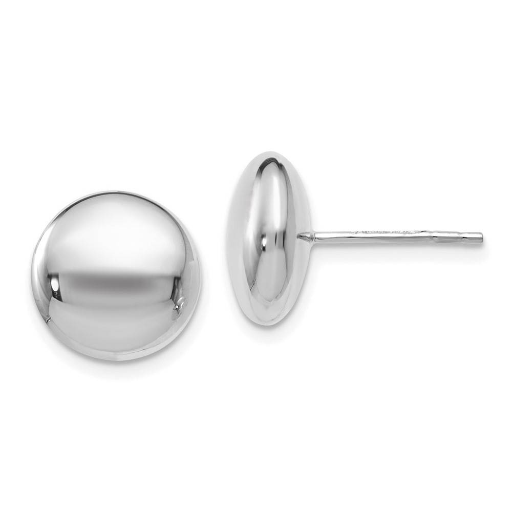 11mm (7/16 Inch) 14k White Gold Polished Button Post Earrings