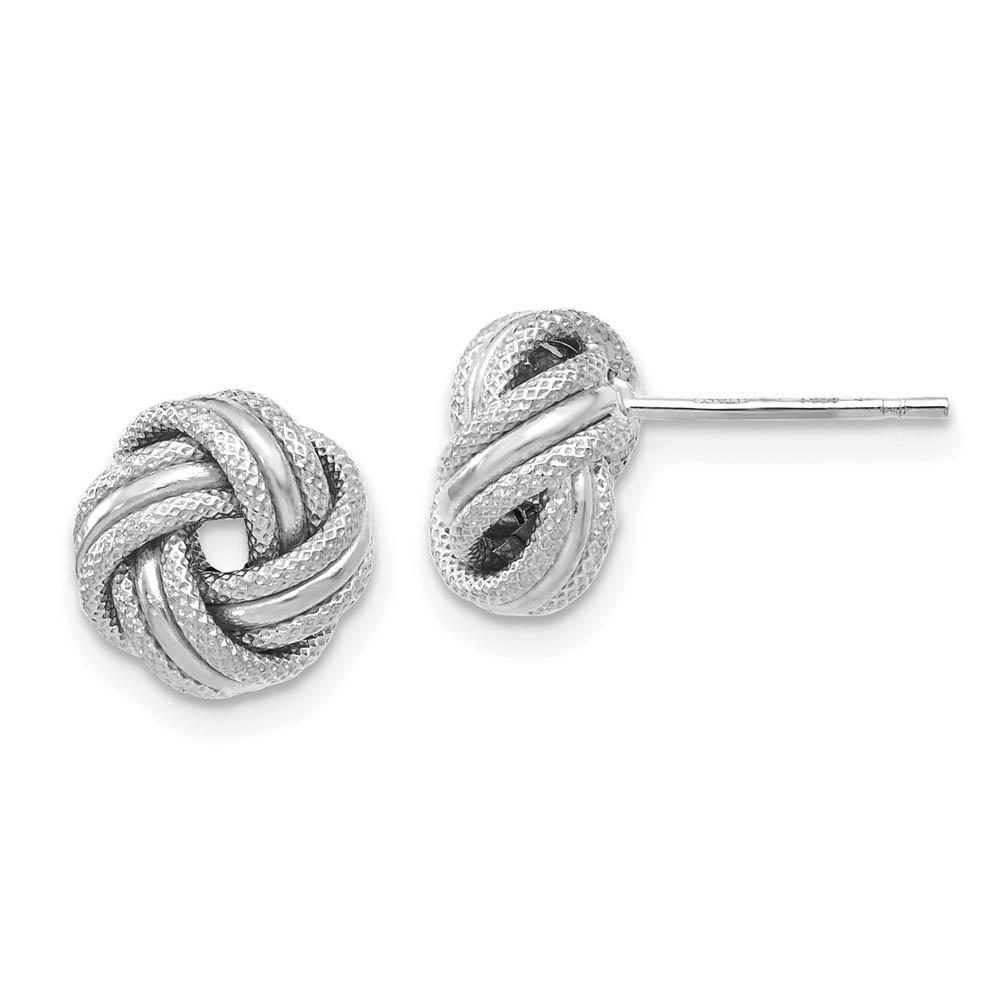 8.5mm (5/16 in) 14k White Gold Polished & Textured Love Knot Earrings