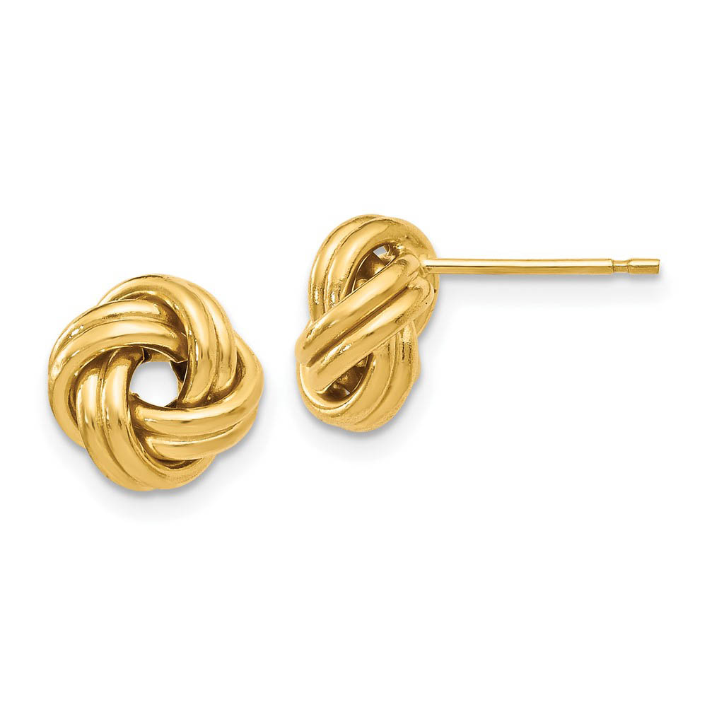 9.5mm (3/8 Inch) 14k Yellow Gold Polished Love Knot Post Earrings