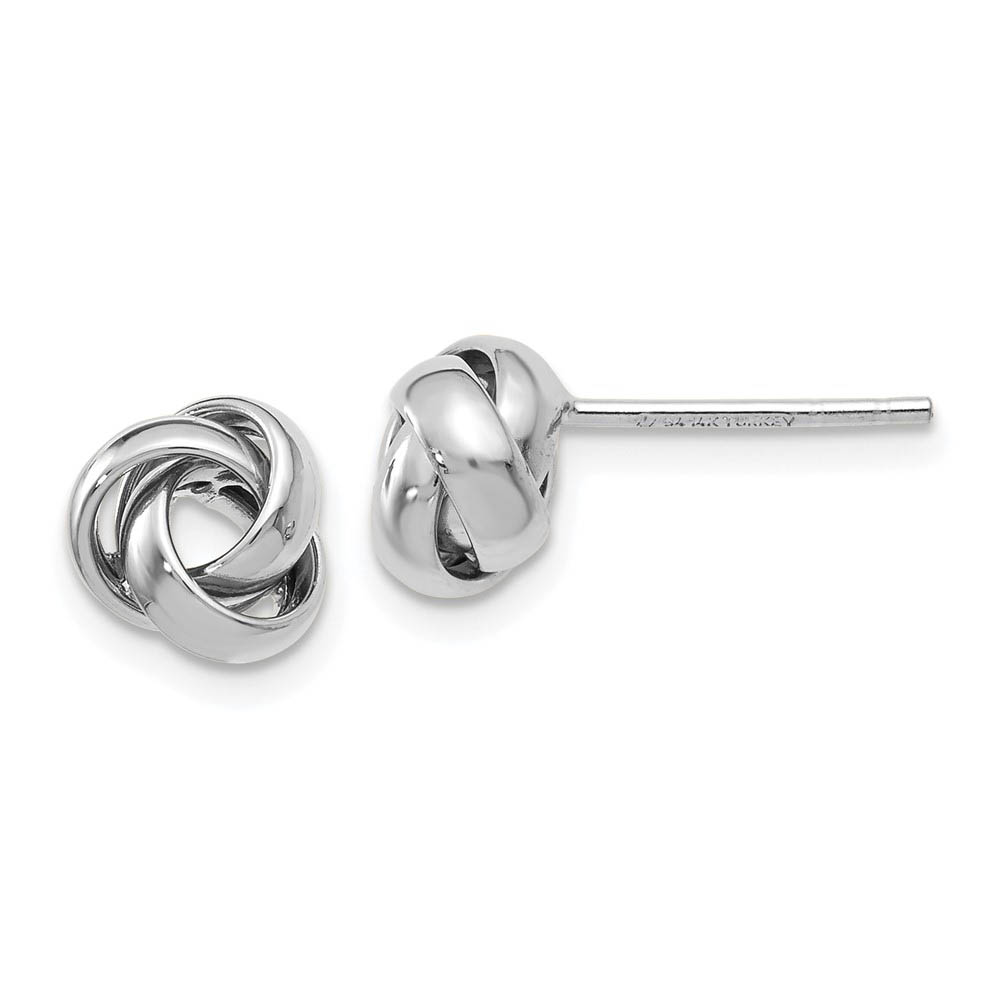 7mm (1/4 Inch) Polished Love Knot Post Earrings in 14k White Gold