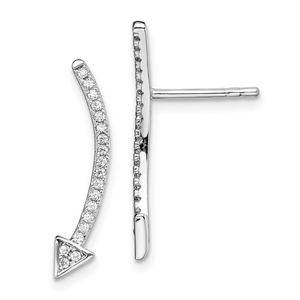 4 x 22mm Rhodium-Plated Sterling Silver CZ Arrow Ear Climber Earrings