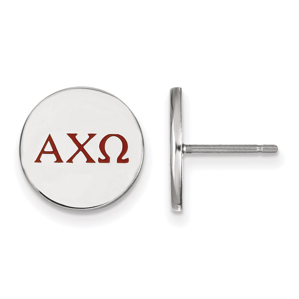 Sterling Silver Alpha Chi Omega Enamel Greek Letters Post Earrings
