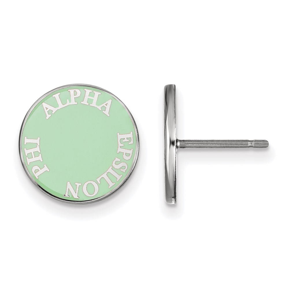 Sterling Silver Alpha Epsilon Phi Enamel Disc Post Earrings
