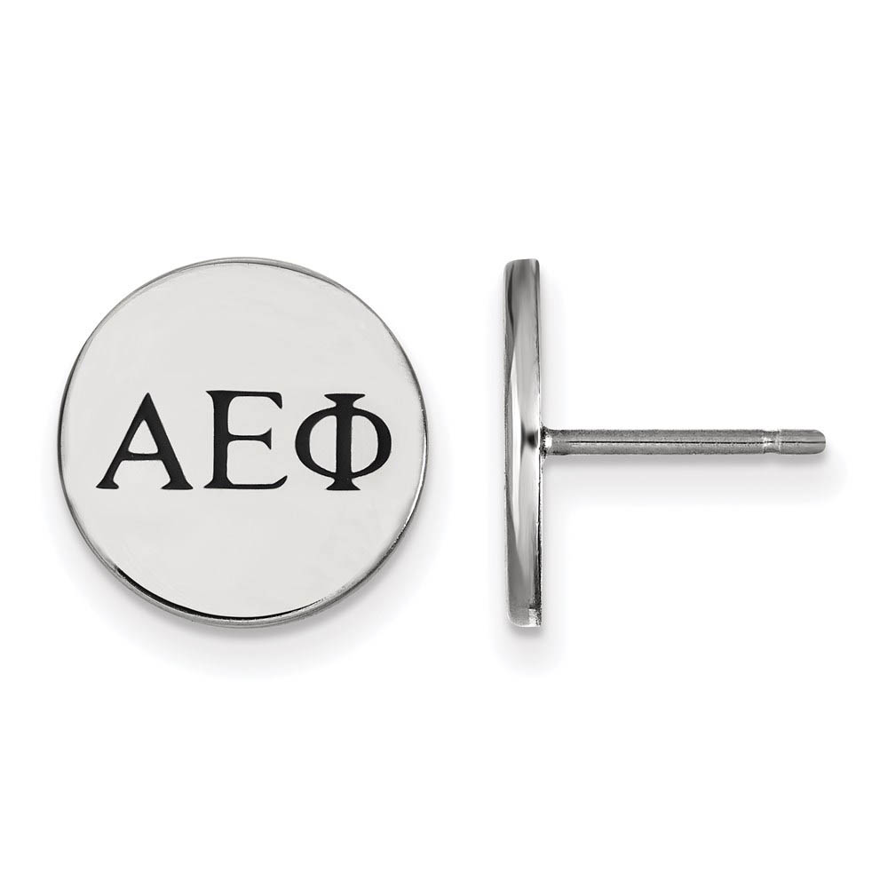 Sterling Silver Alpha Epsilon Phi Black Enamel Greek Post Earrings
