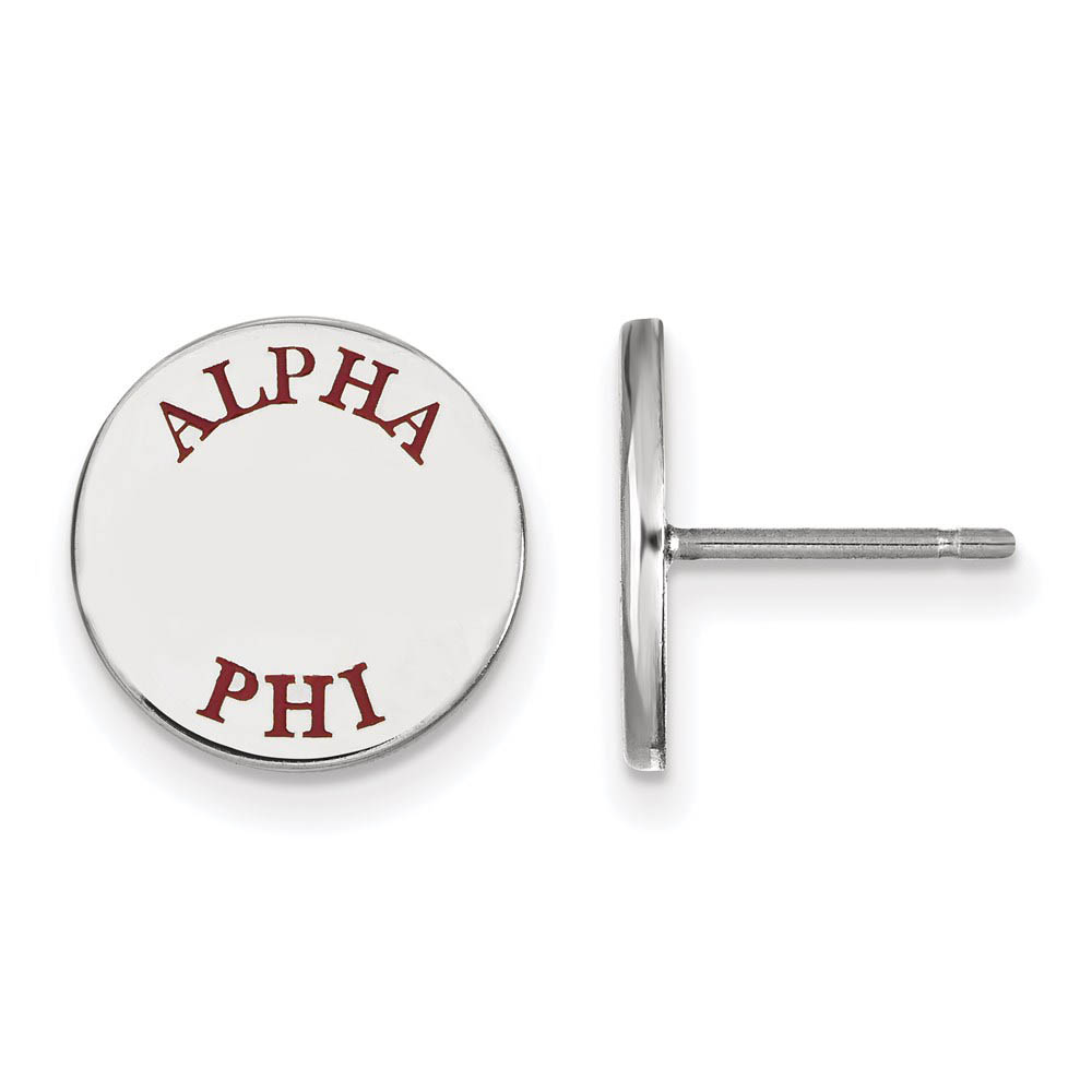 Sterling Silver Alpha Phi Red Enamel Post Earrings