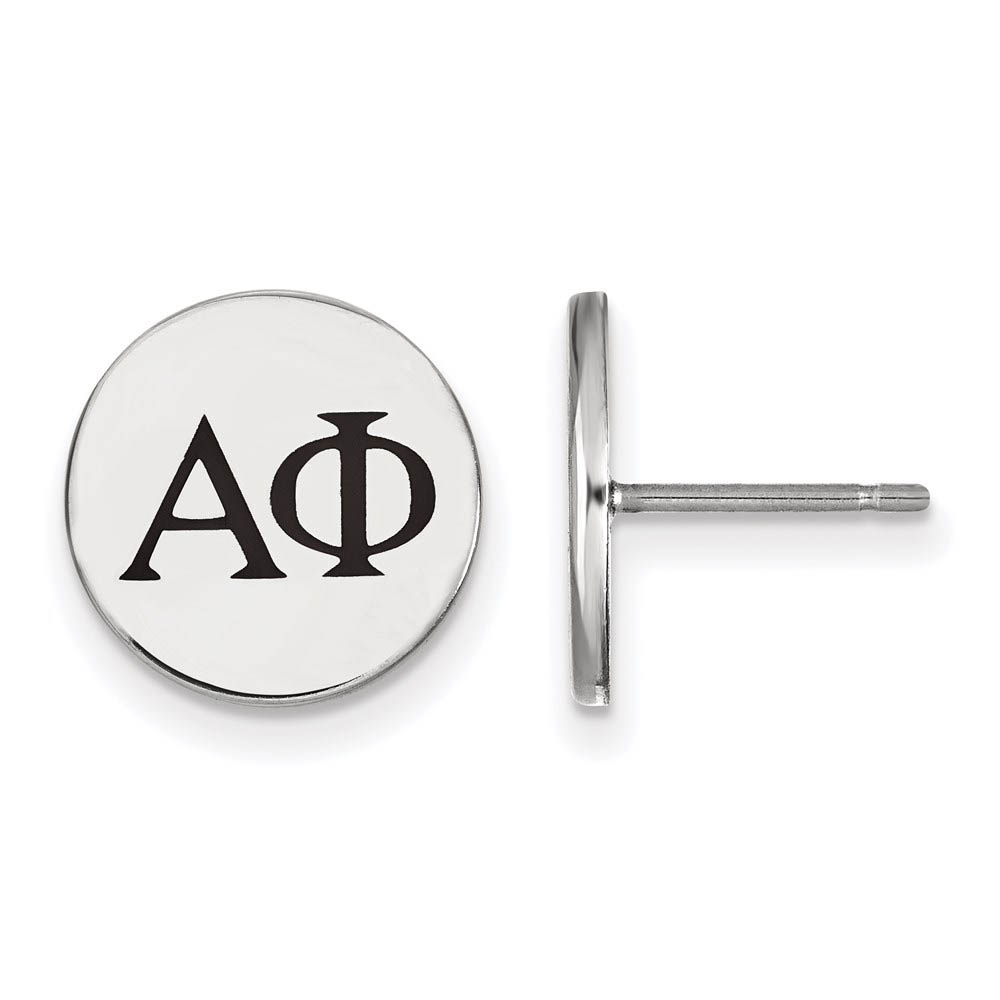 Sterling Silver Alpha Phi Black Enamel Greek Post Earrings