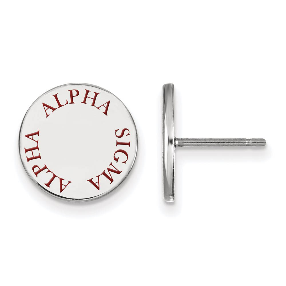 Sterling Silver Alpha Sigma Alpha Red Enamel Post Earrings