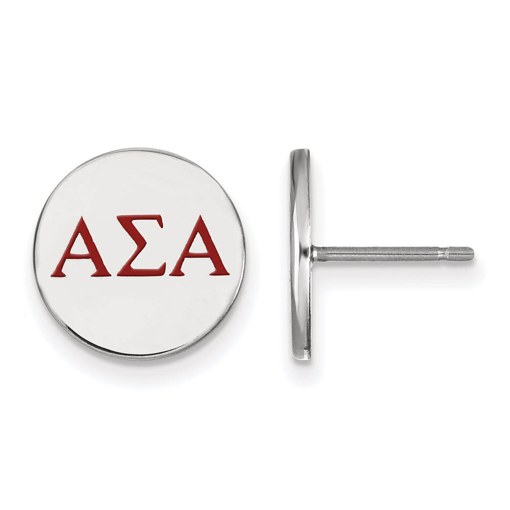 Sterling Silver Alpha Sigma Alpha Enamel Greek Letters Post Earrings