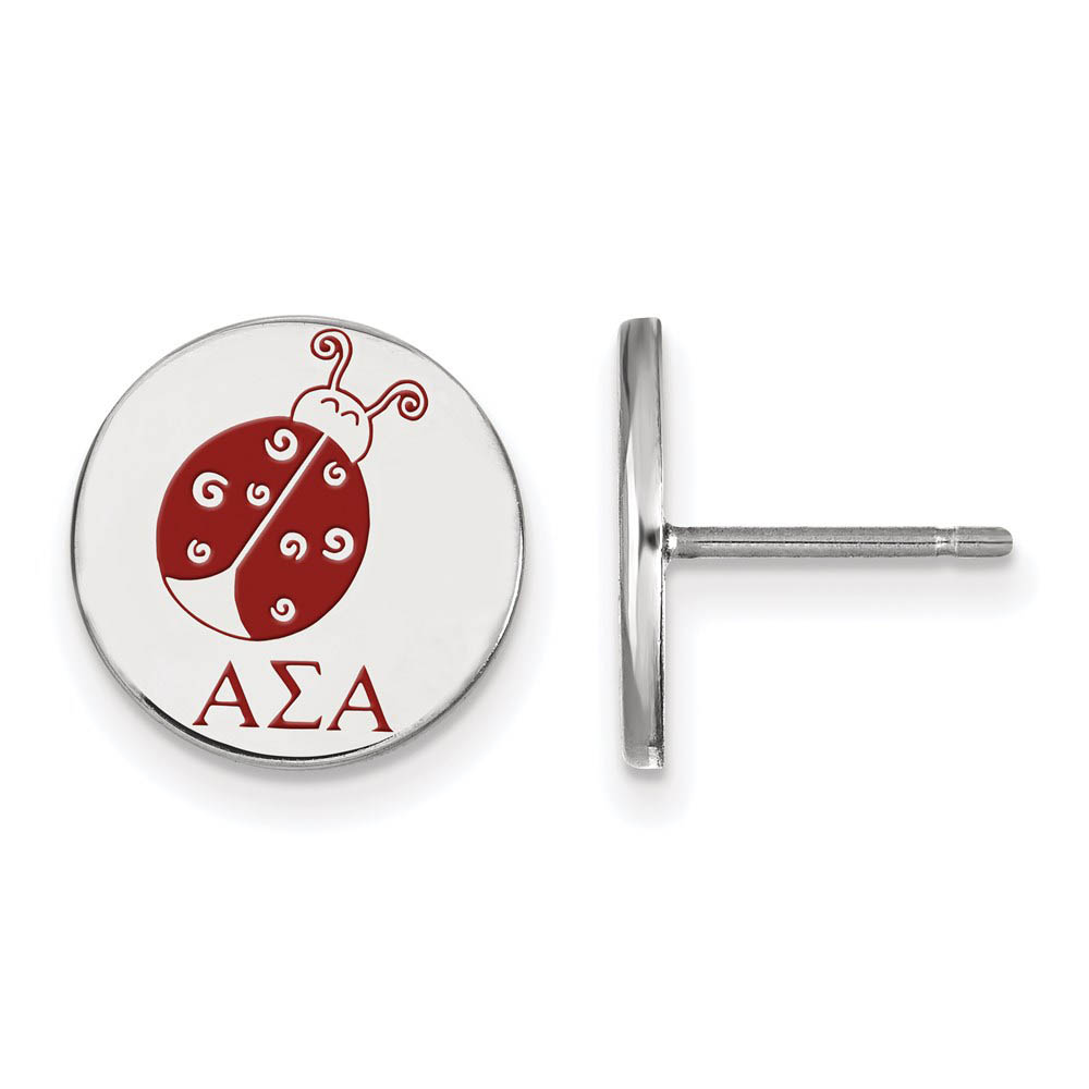 Sterling Silver Alpha Sigma Alpha Enamel Post Earrings