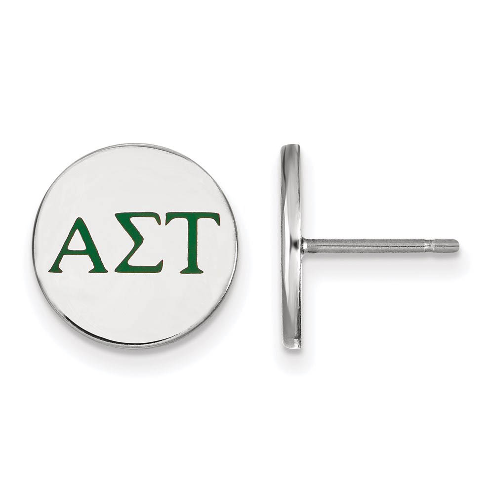 Sterling Silver Alpha Sigma Tau Enamel Greek Letters Post Earrings
