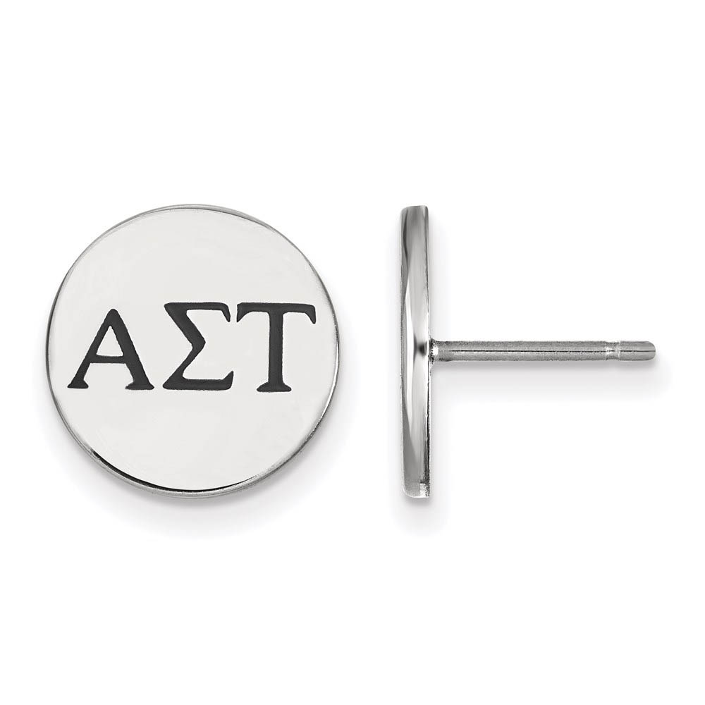 Sterling Silver Alpha Sigma Tau Black Enamel Greek Post Earrings