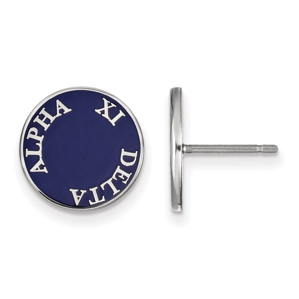 Sterling Silver Alpha Xi Delta Enamel Disc Post Earrings