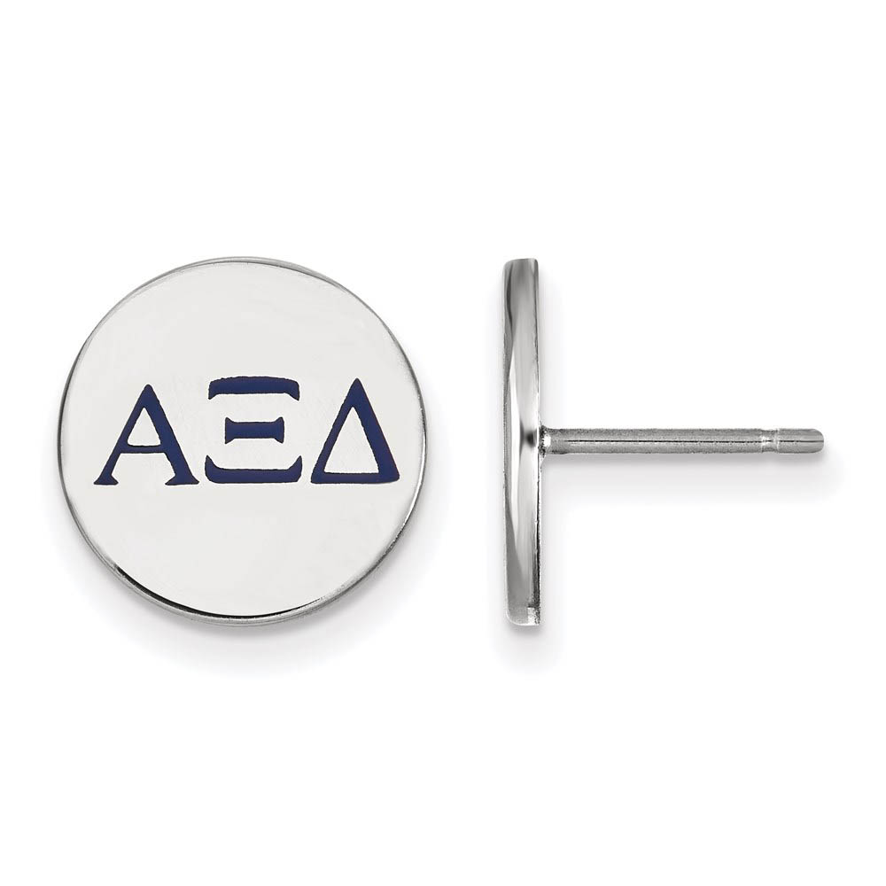 Sterling Silver Alpha Xi Delta Enamel Greek Letters Post Earrings