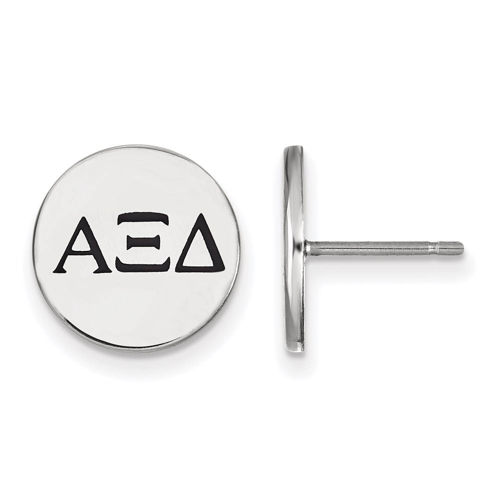 Sterling Silver Alpha Xi Delta Black Enamel Greek Post Earrings