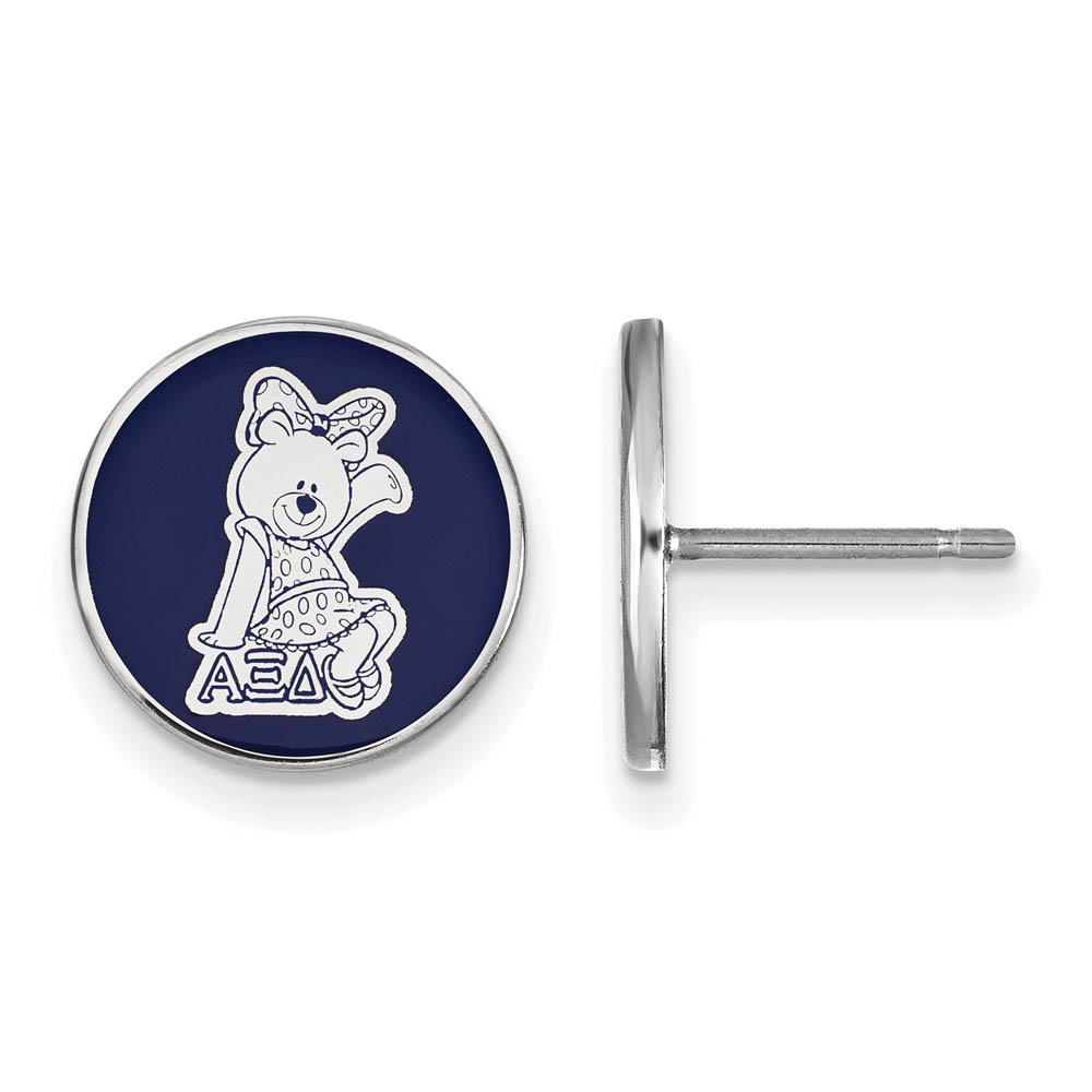 Sterling Silver Alpha Xi Delta Enamel Mascot Post Earrings