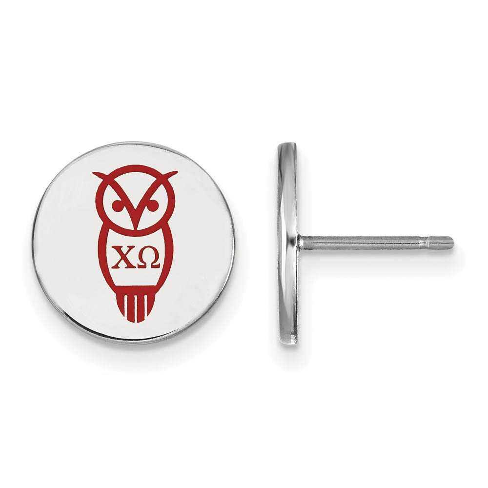 Sterling Silver Chi Omega Enamel Post Earrings