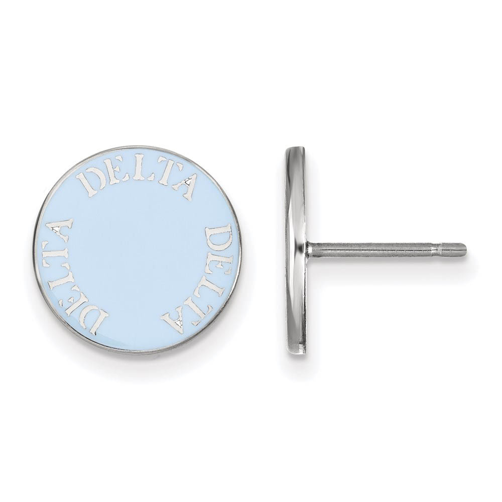 Sterling Silver Delta Delta Delta Enamel Disc Post Earrings