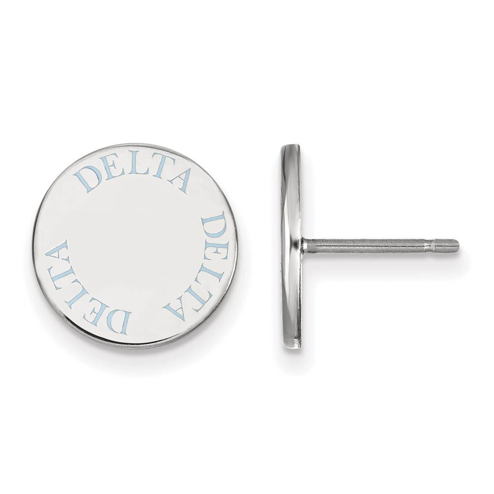 Sterling Silver Delta Delta Delta Lt Blue Enamel Post Earrings