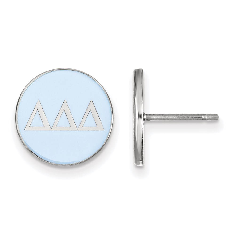 Sterling Silver Delta Delta Delta Lt Blue Enamel Disc Post Earrings
