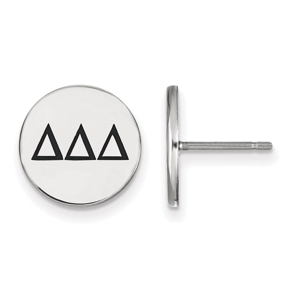 Sterling Silver Delta Delta Delta Black Enamel Greek Post Earrings