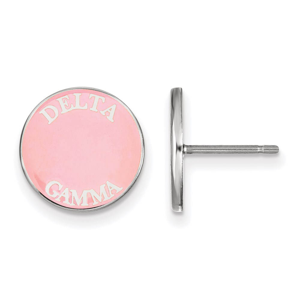 Sterling Silver Delta Gamma Enamel Disc Post Earrings