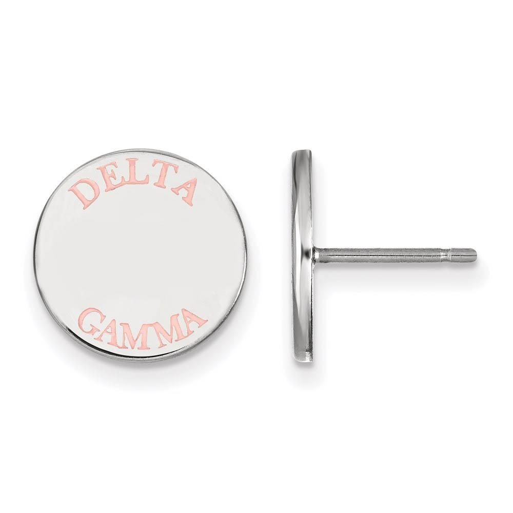 Sterling Silver Delta Gamma Pink Enamel Post Earrings