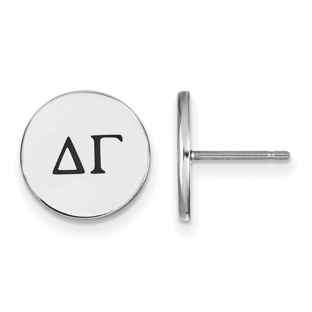 Sterling Silver Delta Gamma Black Enamel Greek Post Earrings