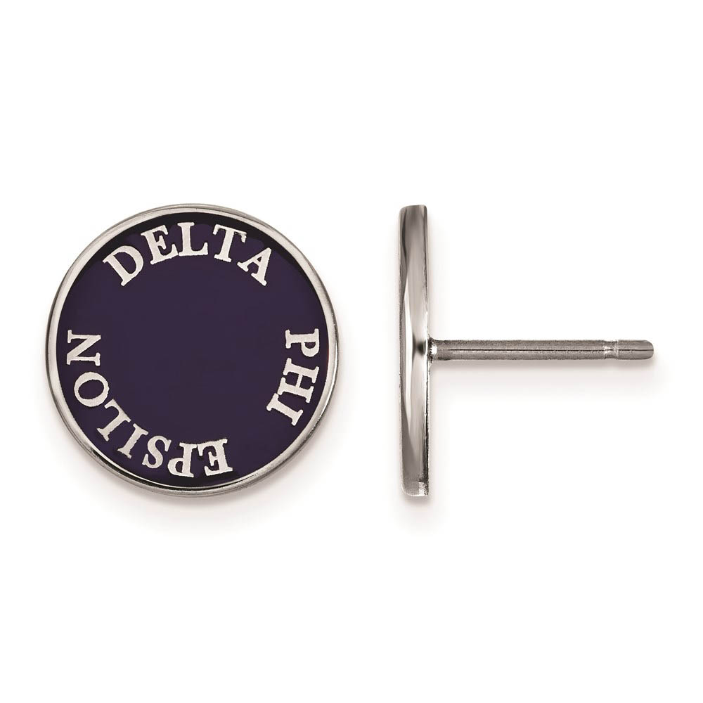 Sterling Silver Delta Phi Epsilon Enamel Disc Post Earrings