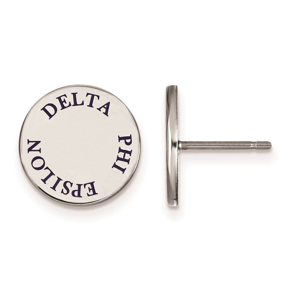 Sterling Silver Delta Phi Epsilon Blue Enamel Post Earrings