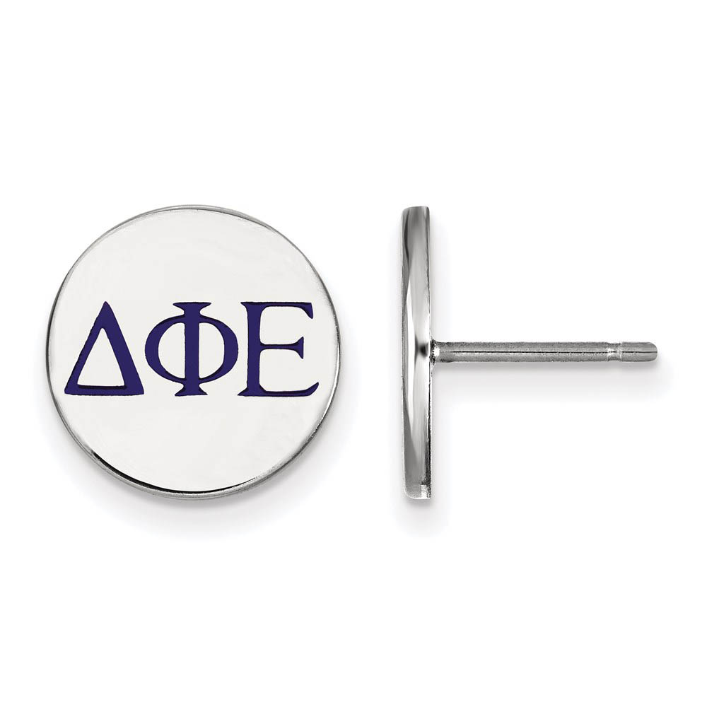 Sterling Silver Delta Phi Epsilon Enamel Greek Letters Post Earrings