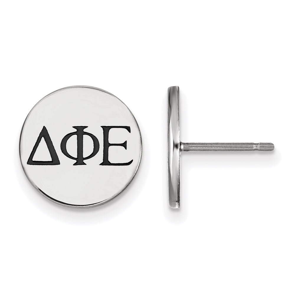 Sterling Silver Delta Phi Epsilon Black Enamel Greek Post Earrings