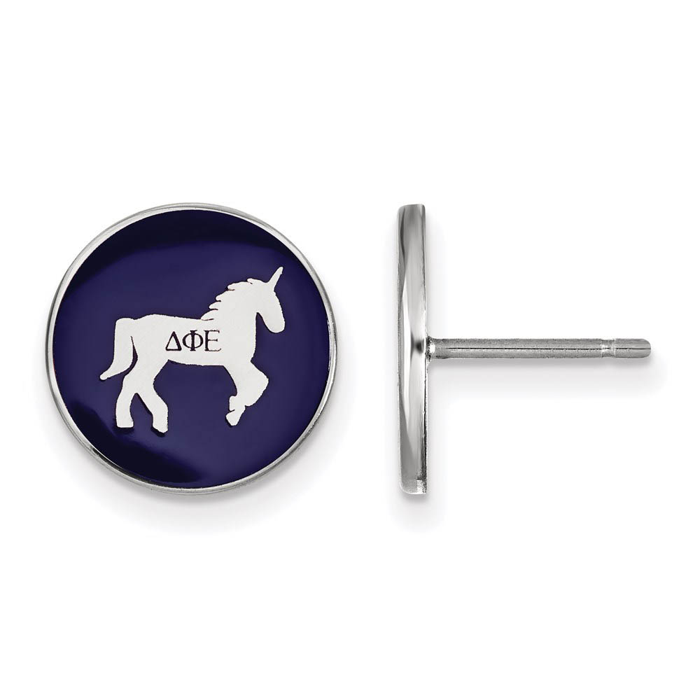 Sterling Silver Delta Phi Epsilon Enamel Unicorn Post Earrings