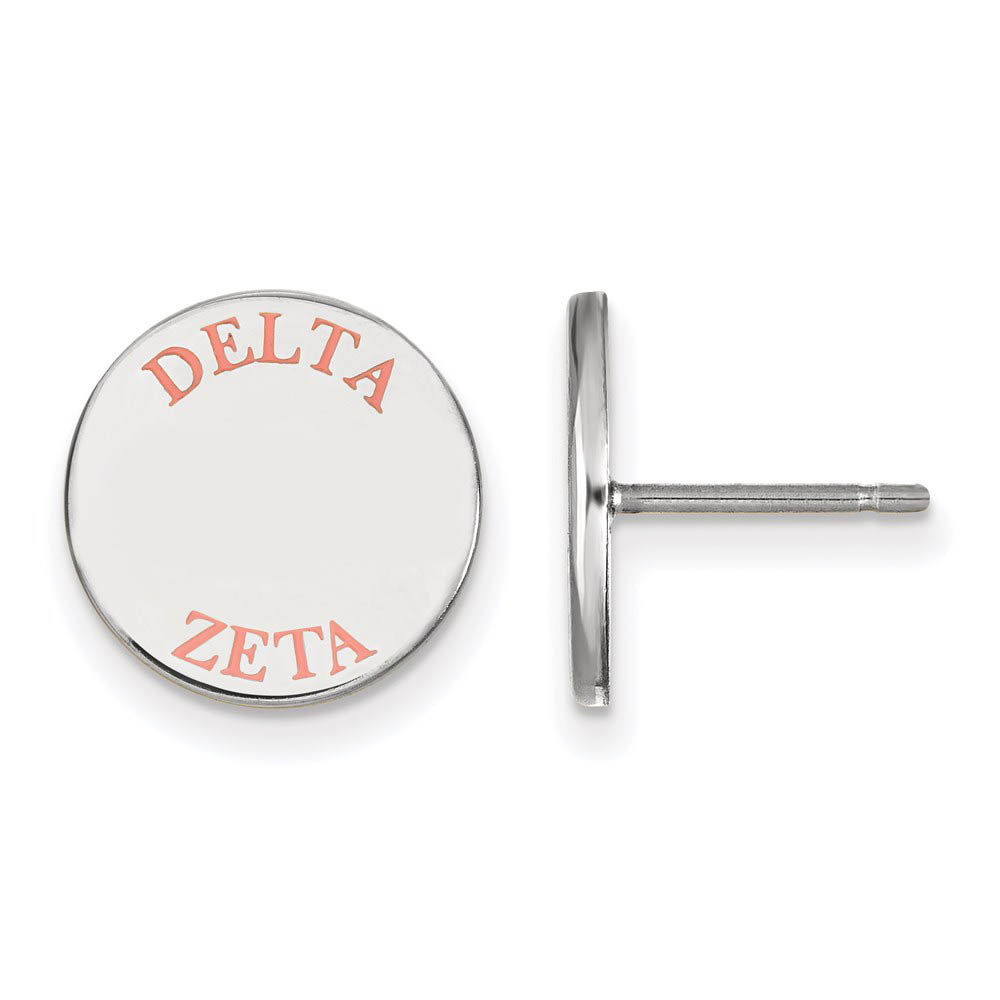 Sterling Silver Delta Zeta Pink Enamel Post Earrings