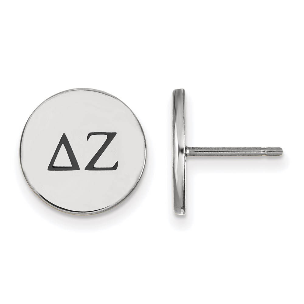 Sterling Silver Delta Zeta Black Enamel Greek Letters Post Earrings