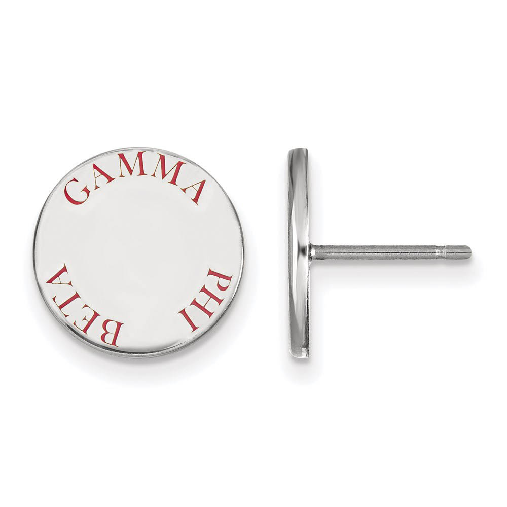 Sterling Silver Gamma Phi Beta Red Enamel Post Earrings