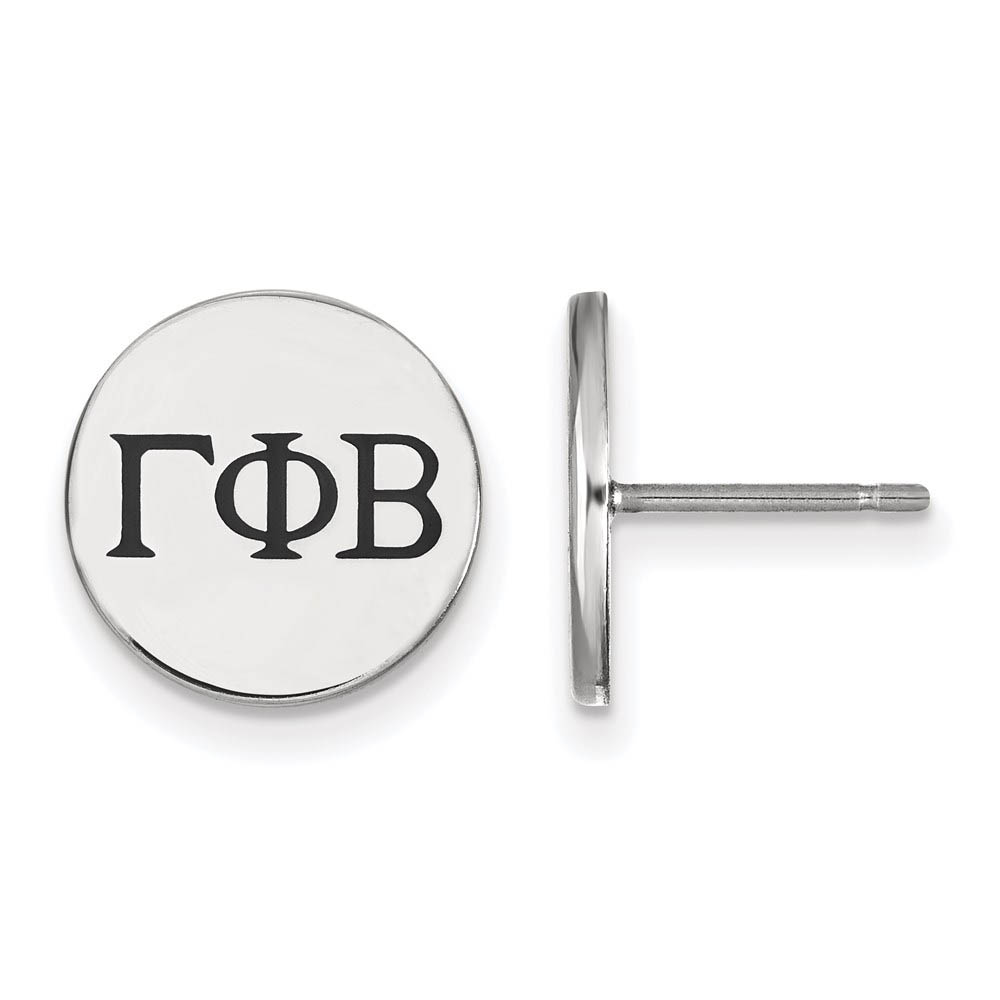 Sterling Silver Gamma Phi Beta Black Enamel Greek Post Earrings