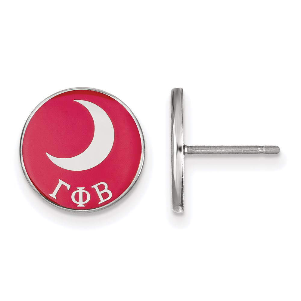 Sterling Silver Gamma Phi Beta Enamel Moon Post Earrings