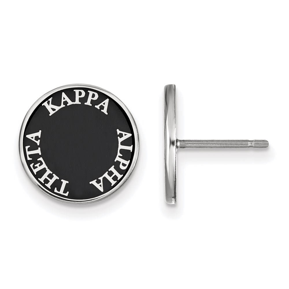 Sterling Silver Kappa Alpha Theta Enamel Disc Post Earrings