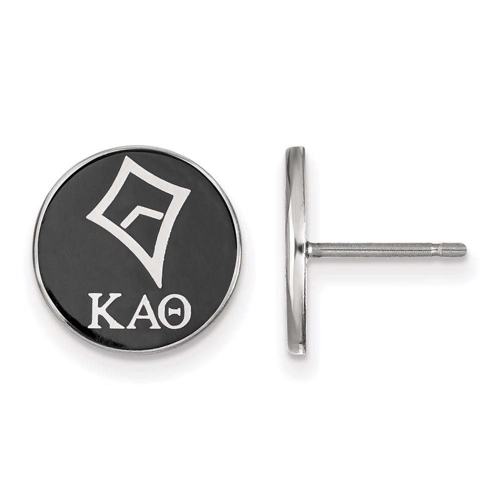 Sterling Silver Kappa Alpha Theta Black Enamel Kite Post Earrings