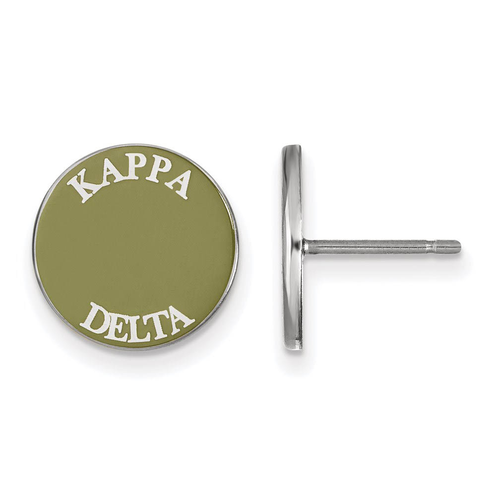 Sterling Silver Kappa Delta Enamel Disc Post Earrings