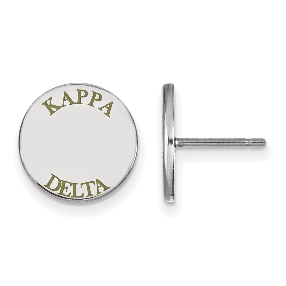 Sterling Silver Kappa Delta Olive Green Enamel Post Earrings
