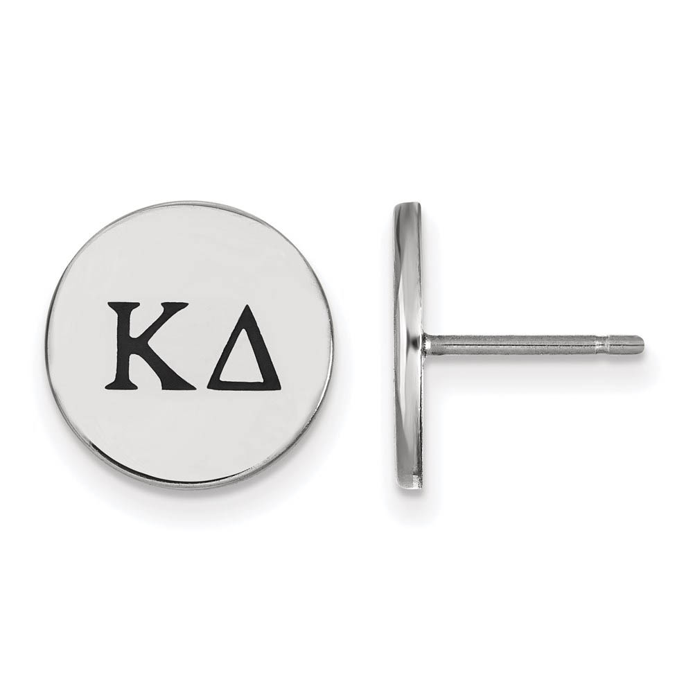 Sterling Silver Kappa Delta Black Enamel Greek Letters Post Earrings