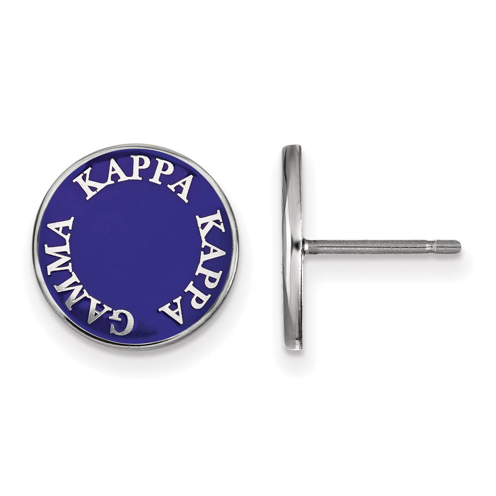 Sterling Silver Kappa Kappa Gamma Enamel Disc Post Earrings