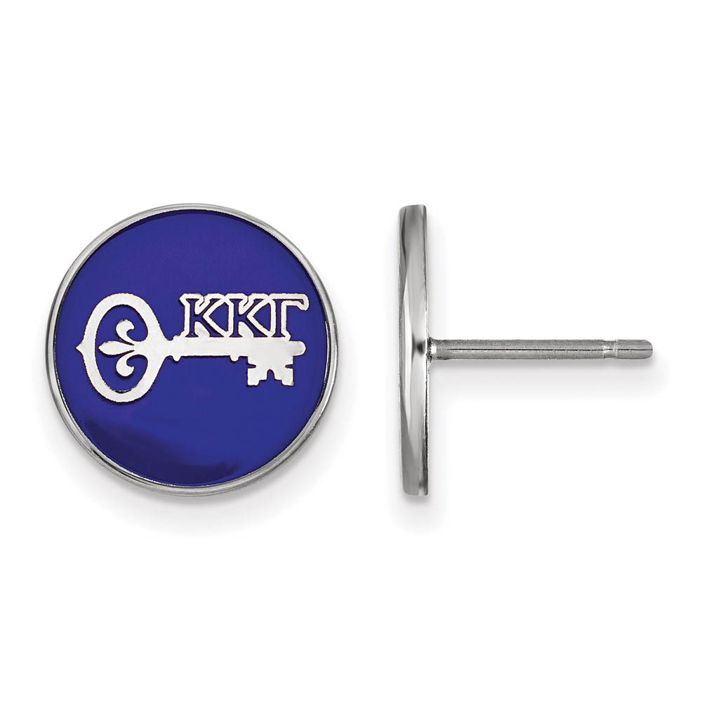 Sterling Silver Kappa Kappa Gamma Blue Enamel Logo Post Earrings