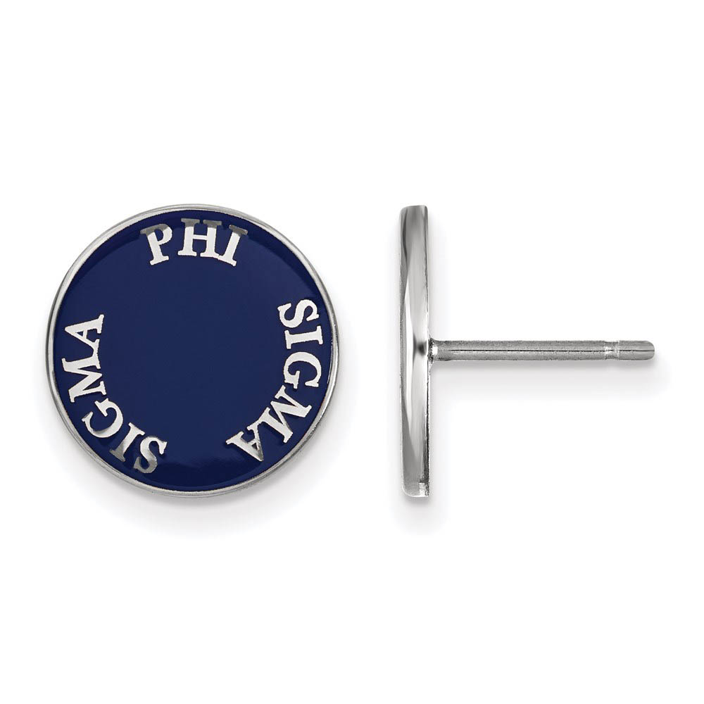 Sterling Silver Phi Sigma Sigma Enamel Disc Post Earrings