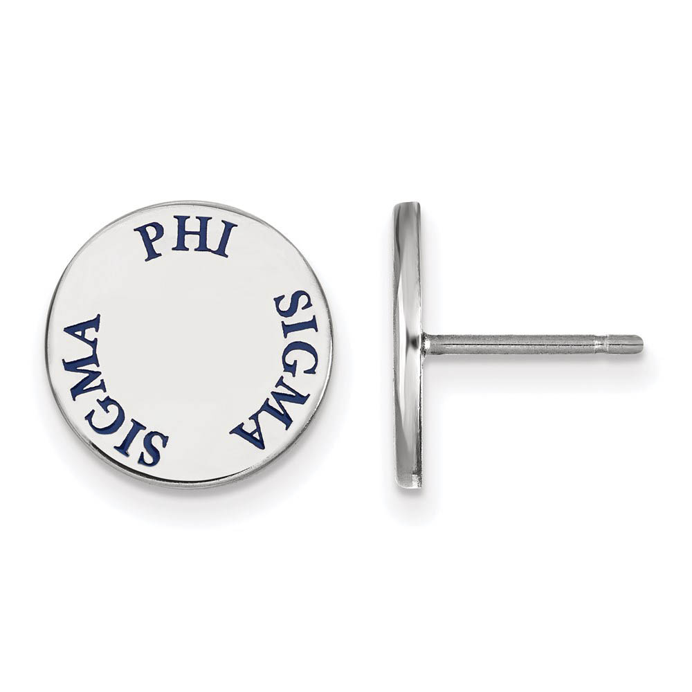Sterling Silver Phi Sigma Sigma Blue Enamel Post Earrings