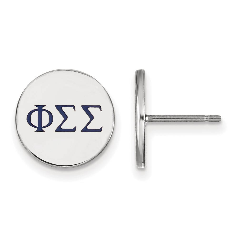 Sterling Silver Phi Sigma Sigma Enamel Greek Letters Post Earrings
