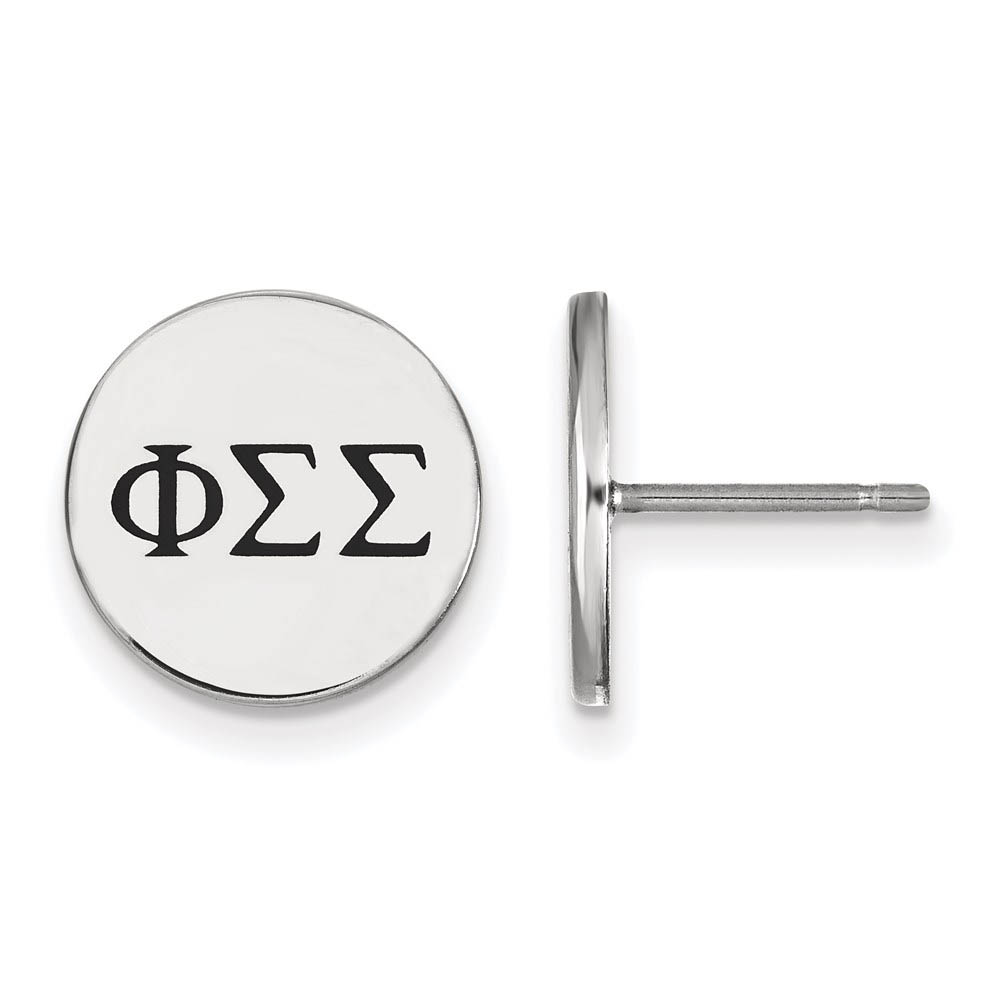 Sterling Silver Phi Sigma Sigma Black Enamel Greek Post Earrings