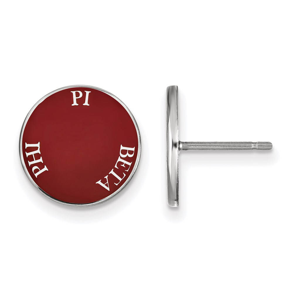 Sterling Silver Pi Beta Phi Enamel Disc Post Earrings